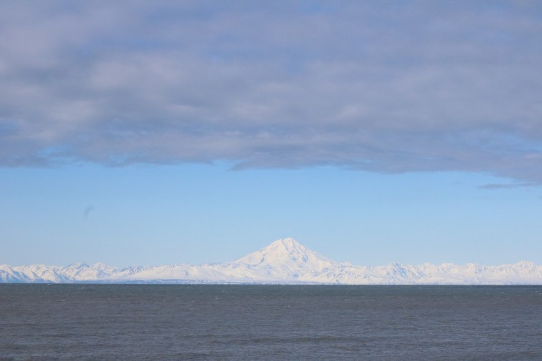 View of Mt. Redoubt from Ninilchik Beach. Photo by Kelly Ireland. 