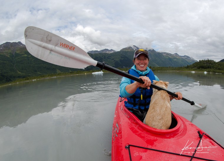 Molly and Tallie kayaking on Spencer Lake. Photo by Kevan Dee.