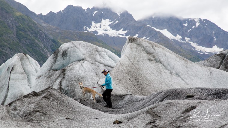 Molly and Tallie explore Spencer Glacier. Photo by Kevan Dee.