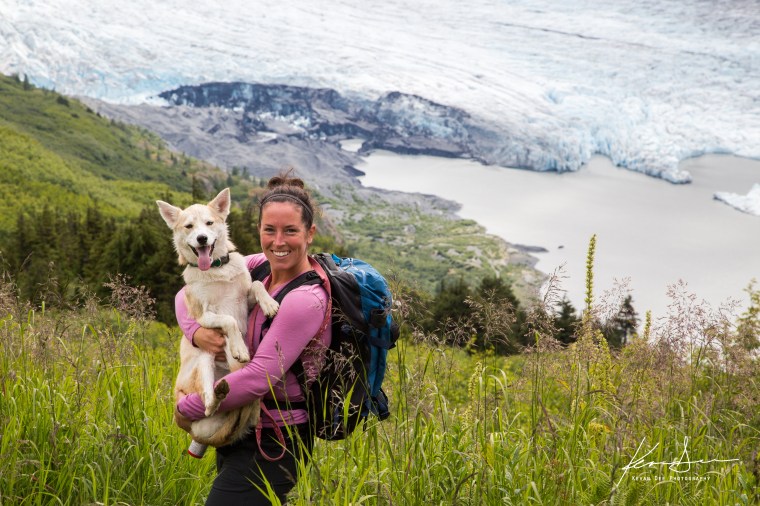 Molly and Tallie above Spencer Glacier. Photo by Kevan Dee.