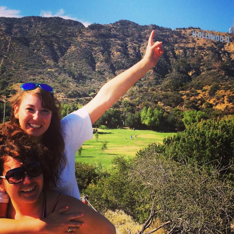 Kendyl and her sister below the Hollywood sign in California. Photo courtesy of Kendyl Murakami.