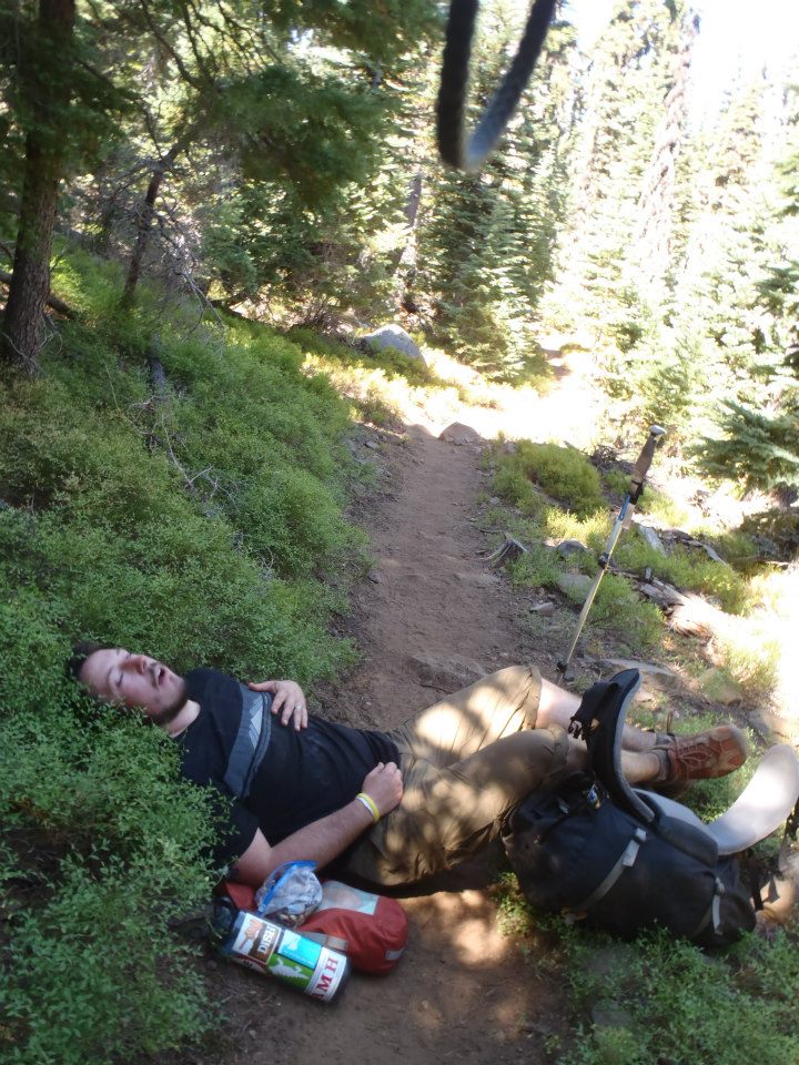 Molly's brother Matt takes a quick break on the Pacific Crest Trail. Photo courtesy of Molly Liston.
