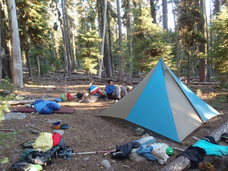 One of the last camps that Molly and Matt set up together in the first portion of Molly's journey on the Pacific Crest Trail. This camp was made on their seventh night of the trip near Red Lake Trail. Photo courtesy of Molly Liston.