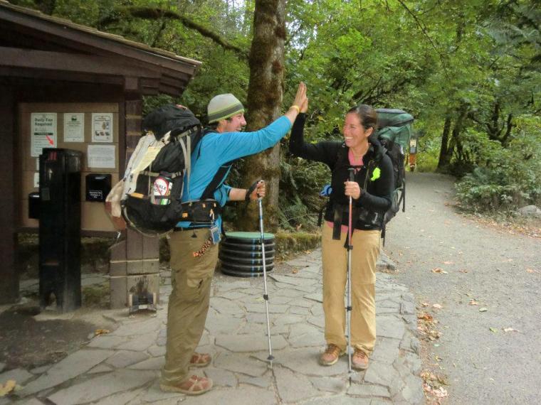 Molly and Matt celebrate their completion of Oregon portion of the Pacific Crest Trail. Photo courtesy of Molly Liston.