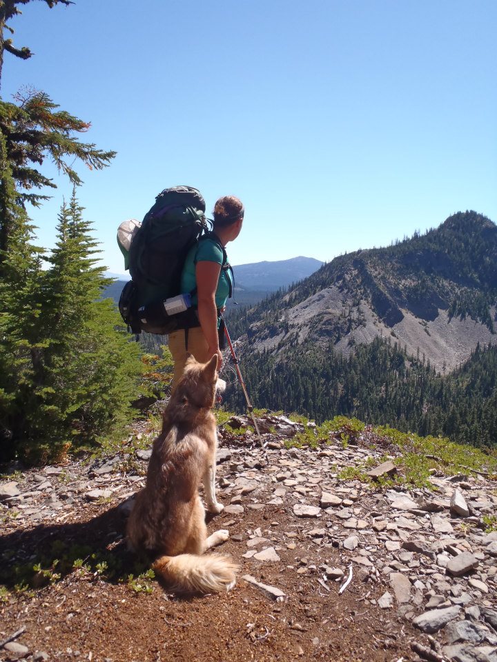 Molly and Scout overlook the Sky Lakes Wilderness on the Pacific Crest Trail. Photo courtesy of Molly Liston.