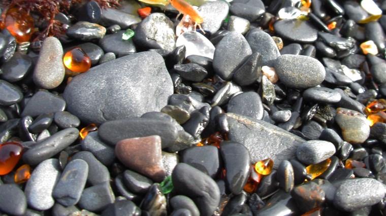 Sea glass on Upper Boyscout Beach. Photo by Ashleigh Roe. 